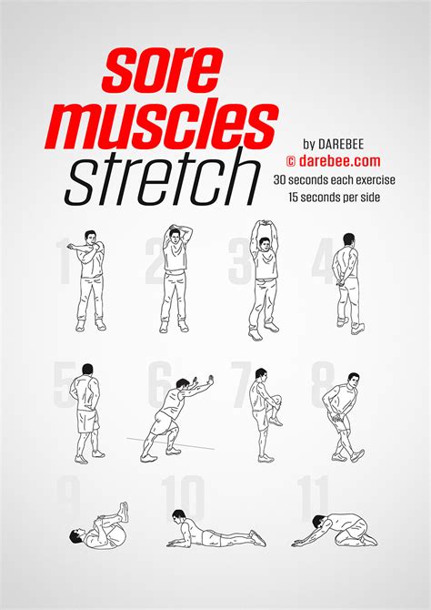 Sore Muscles Stretch Muscle Stretches Pre Workout Stretches Workout Plan