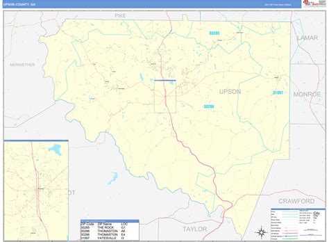 Upson County Ga Zip Code Wall Map Basic Style By Marketmaps