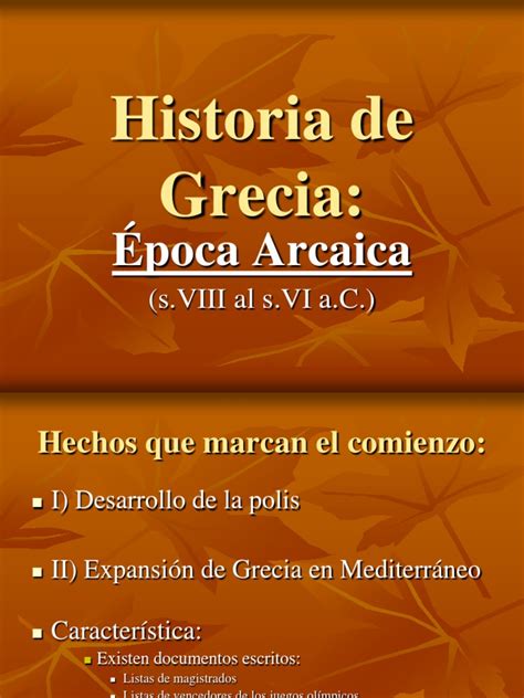 Poca Arcaica Pdf Antigua Grecia Antiguedad Clasica