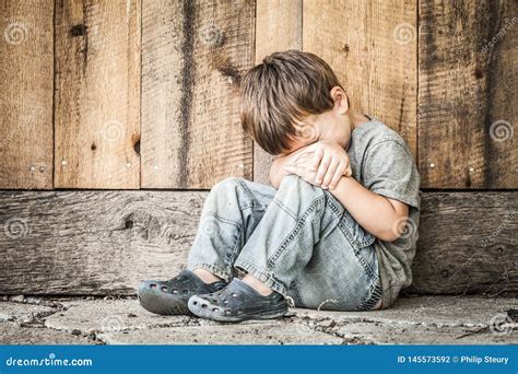 Sad Homeless Boy Stock Photo Image Of Scared Poorness 145573592