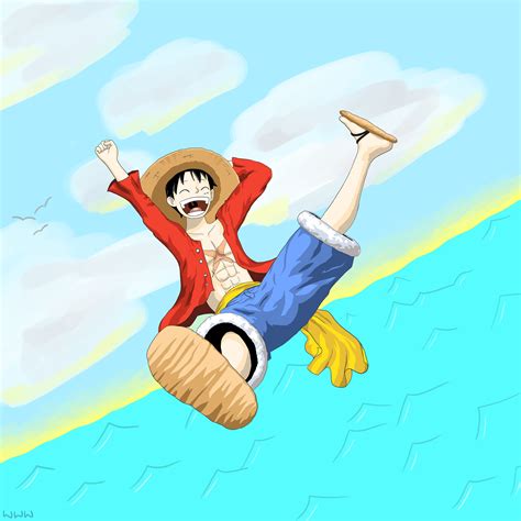 Monkey D Luffy Print Jumping Ocean Etsy