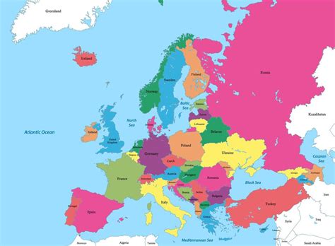 político mapa de Europa con fronteras 22754077 Vector en Vecteezy