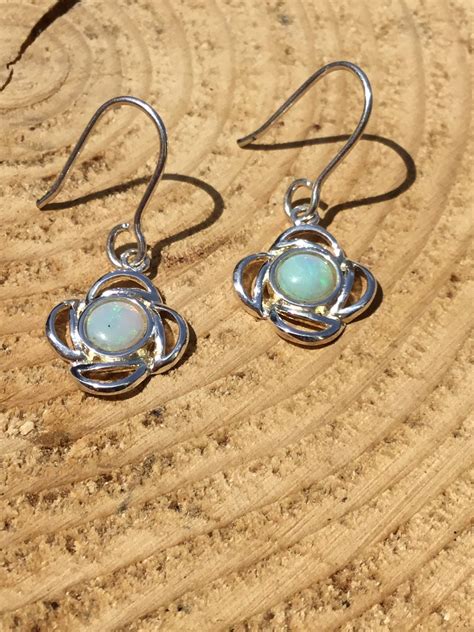 Sterling Silver Opal Earrings Natural Opal