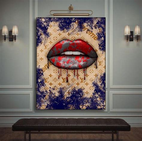Supreme X Lv Lips Canvas Art Canvas Art Ready To Hang Modern Pop