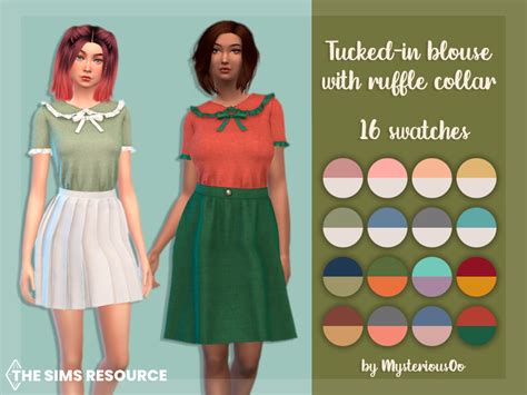 Tucked In Blouse With Ruffle Collar By Mysteriousoo At Tsr Sims 4 Updates