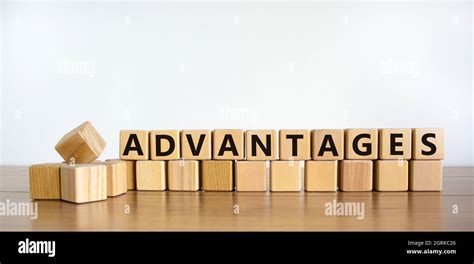 Advantages Symbol Concept Word Advantages On Wooden Cubes On A