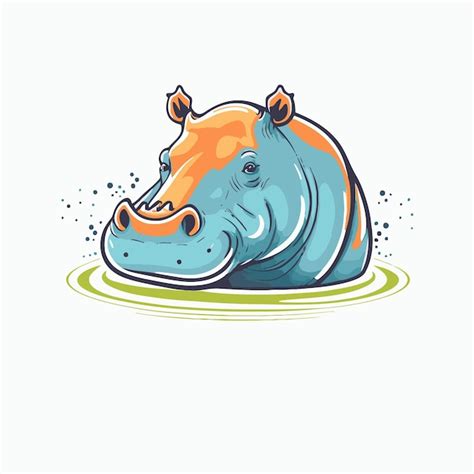 Premium Vector Hippo Character Logo Mascot Wild Animal Hippopotamus