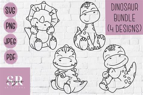 Cute Dinosaur Bundle Vinyl Cutting Baby Dinosaur Svg