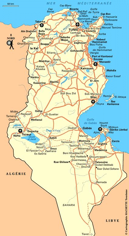 Carte De La Tunisie Avec Les Villes Et Régions