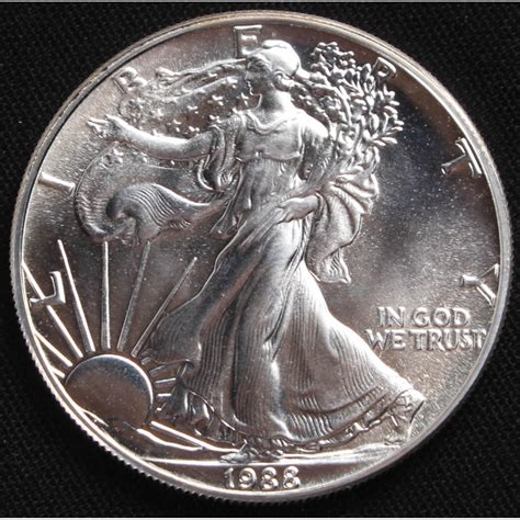 1988 Uncirculated Walking Liberty Silver Dollar Pristine Auction