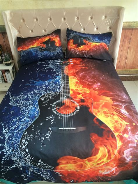 3d Music Bedding Set Guitar Duvetquilt Cover Pillow Cases Single