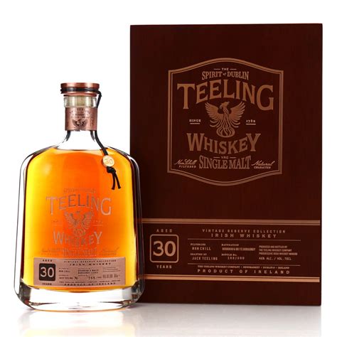 teeling whiskey 30 year old vintage reserve single malt bourbon and white burgundy whisky