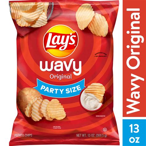 Lays Wavy Original Potato Snack Chips Gluten Free Party Size 13 Oz