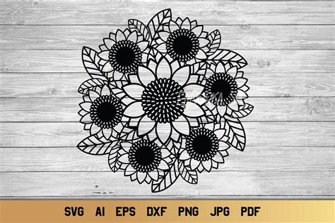 Download 160 Mandala Sunflower Svg Svg File For Silhouette