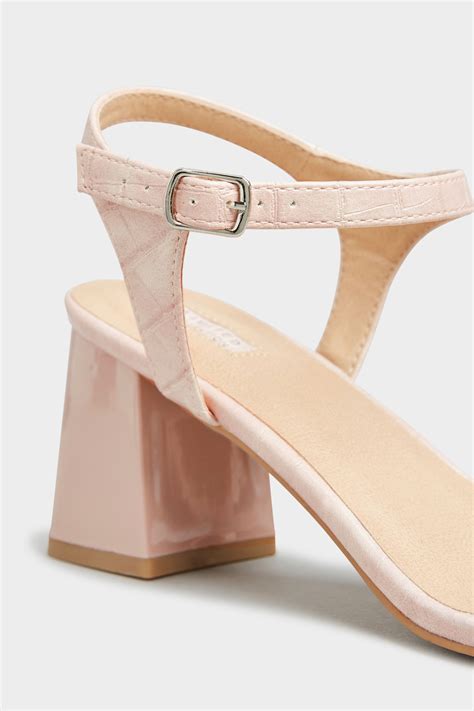 Pink Croc Block Heel Sandals In Extra Wide Fit Long Tall Sally