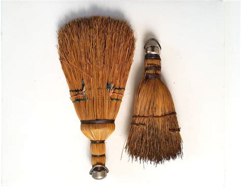 Antique Whisk Brooms Two Vintage Brooms Old Straw Brooms Etsy