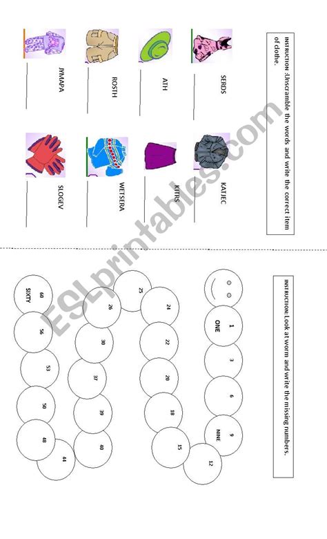 Clothes And Numbers Esl Worksheet By Amoes2486