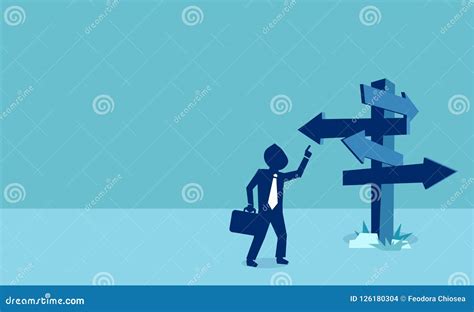 Vector Of A Businessman Looking At Many Arrows Pointing In Different