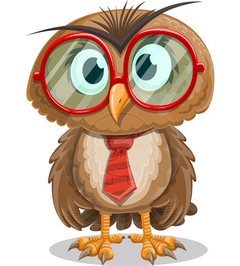 Vector Owl With Glasses Cartoon Character Owlbert Witty Graphicmama
