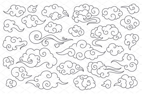 Traditional Chinese Clouds Asian Decorative Illustrations ~ Creative