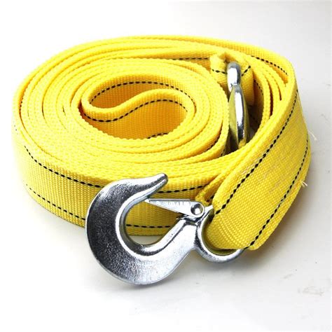 Car Tow Rope 4m Nylon Towing Strap Heavy Duty 5 Tons Metal Hooks