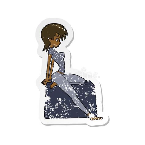 A Creative Retro Distressed Sticker Of A Cartoon Pin Up Pose Girl Stock