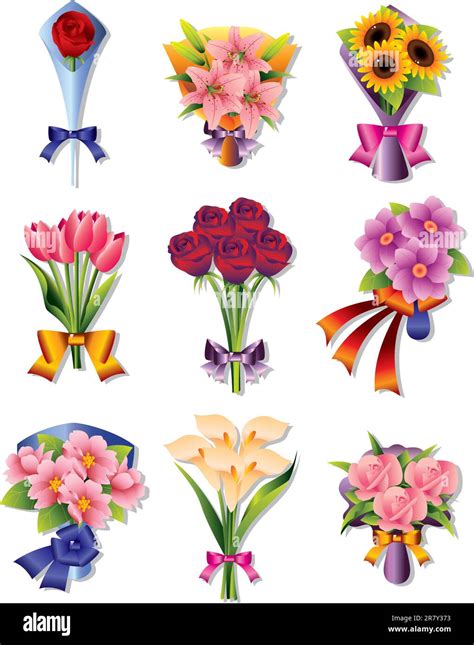 Flower Bouquet Icons Stock Vector Image And Art Alamy
