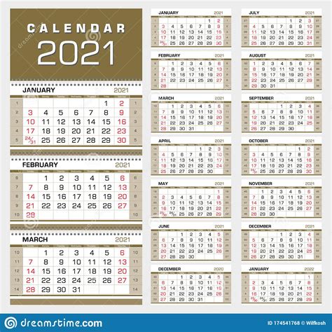 Our calendars can be used to organize your daily activities in a better way. Gold Wall Quarterly Calendar 2021 With Week Numbers. Week ...