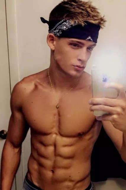 Shirtless Male Muscular Ripped Abs Hunk Handsome Frat Jock Dude Photo
