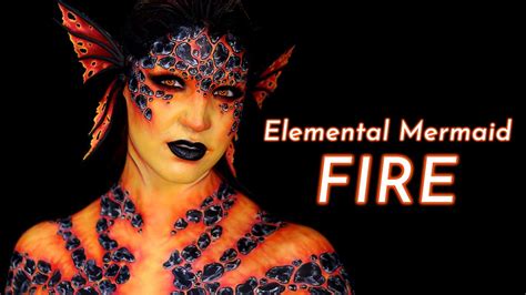 Lava Lake Mermaid Fire Element Makeup Tutorial Diy Youtube
