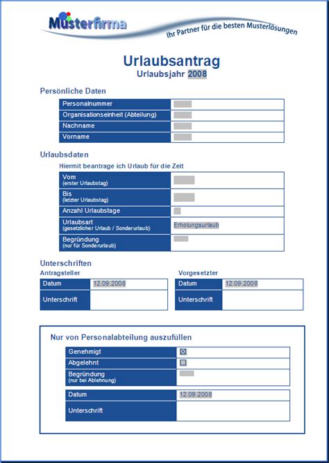 Falls es keine vorlage des unternehmens gibt, sollten anschrift. Verteilzeit berechnen: Urlaubsantrag vorlage word