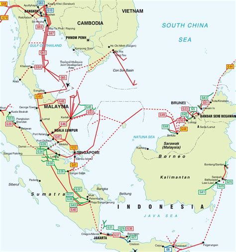 Southeast Asia Pipelines Map Crude Oil Petroleum Pipelines