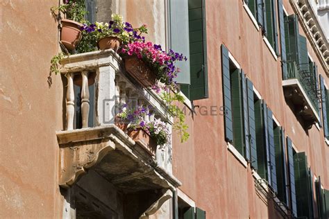 Typical Italian Balcony In Venice By Stockbymh Vectors And Illustrations