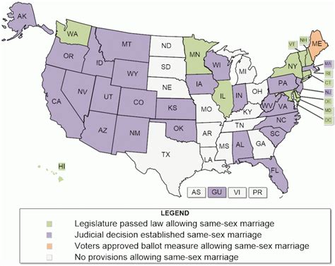 Map Of States Legalized Gay Marriage Printable Map