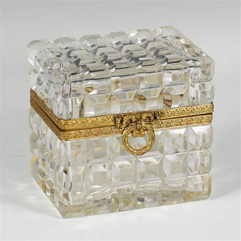 French Clear Crystal Hinged Box Casket Baccarat For Saks 5th Avenue