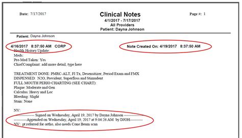 Dental Clinical Notes Template Examples