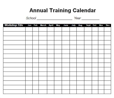 12 Sample Training Calendar Templates To Download Sample Templates