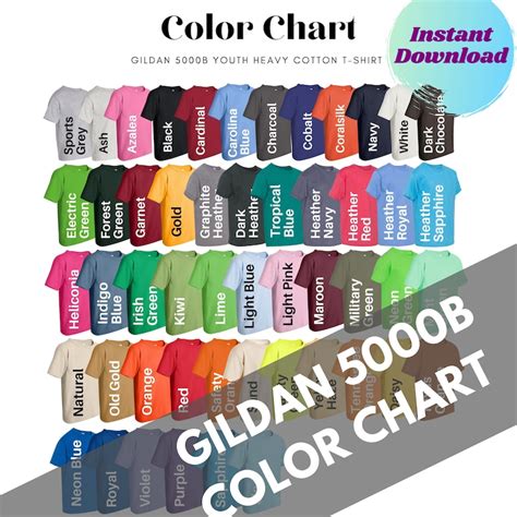 Gildan 5000B Color Chart Gildan G5000B Archivo Digital Etsy