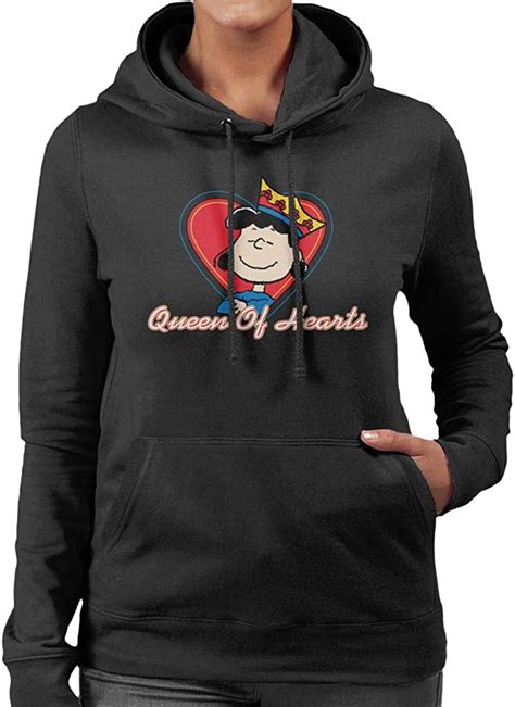 Peanuts Lucy Van Pelt Queen Of Hearts Womens Hooded Sweatshirt