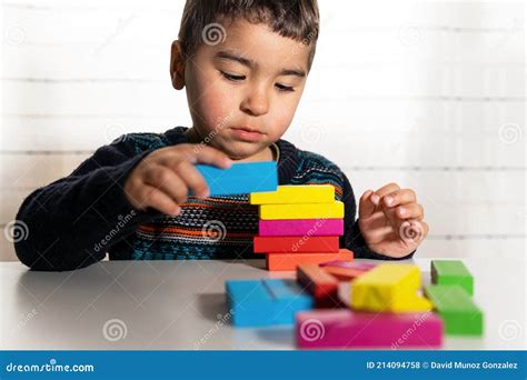 Child Playing Building Blocks Playing And Learning At Home Building