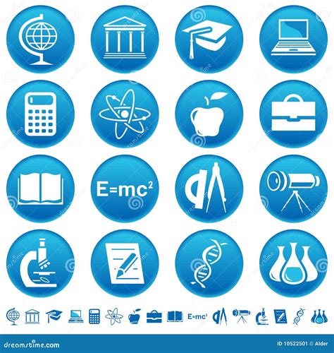 Science And Education Icons Stock Vector Illustration Of Emblem Button