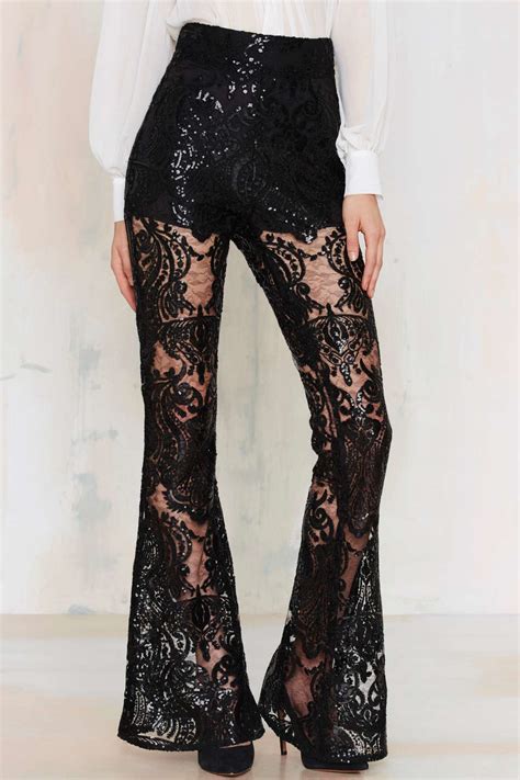 Lyst Nasty Gal First Lace Flare Pants In Black