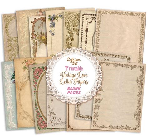 Printable Vintage Love Letter Pages Instant Download Printable Papers