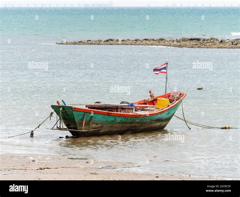 Small Fishing Boat Moored At Pala Beach Ban Chang In The Rayong