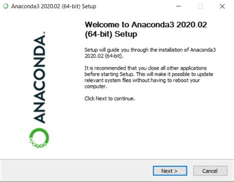 Anaconda 2020 Installation Wizard