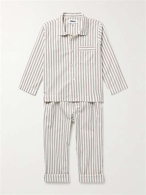 Beige Striped Organic Cotton Poplin Pyjama Set Tekla Kids Mr Porter