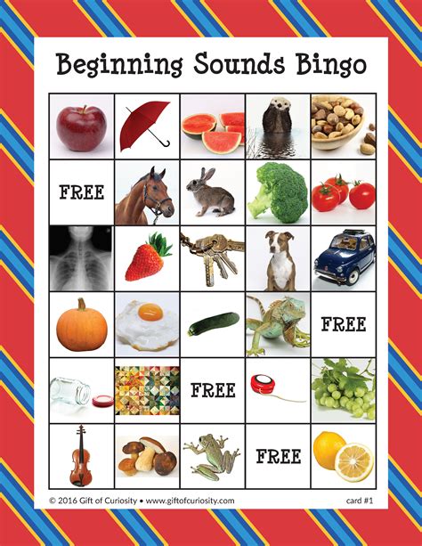 Beginning Sounds Bingo - Gift of Curiosity