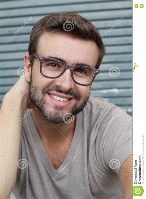 Portrait Of A Handsome Young Man Smiling Stock Photo Image Of