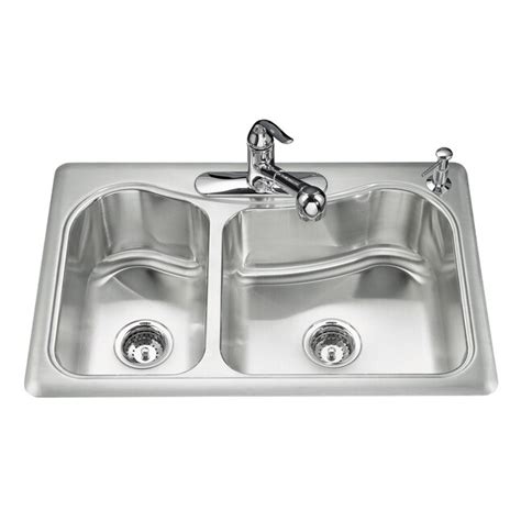 Kohler Staccato Drop In 33 In X 22 In Stainless Steel Double Offset