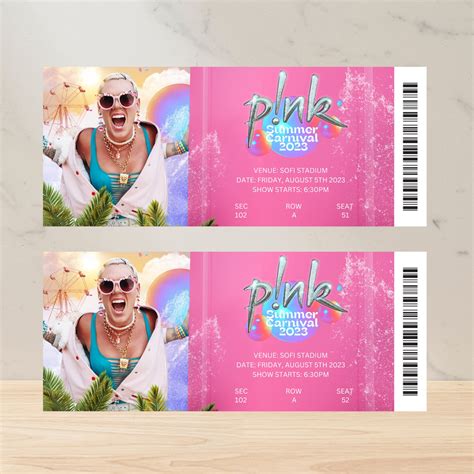 Customizable Surprise Pink Concert Tickets Summer Carnival Etsy